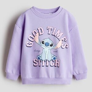H&M Purple/Blue/Pink Lilo & Stitch Crew-Neck Pullover Sweatshirt - 3/4T NWT